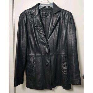 Colebrook Essentials Leather Jacket Black Lined Pockets G-III Apparel Medium Vtg